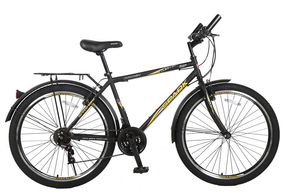 Фотография Велосипед SPARK ROUGH 26" 2021, размер М, Черно-желтый